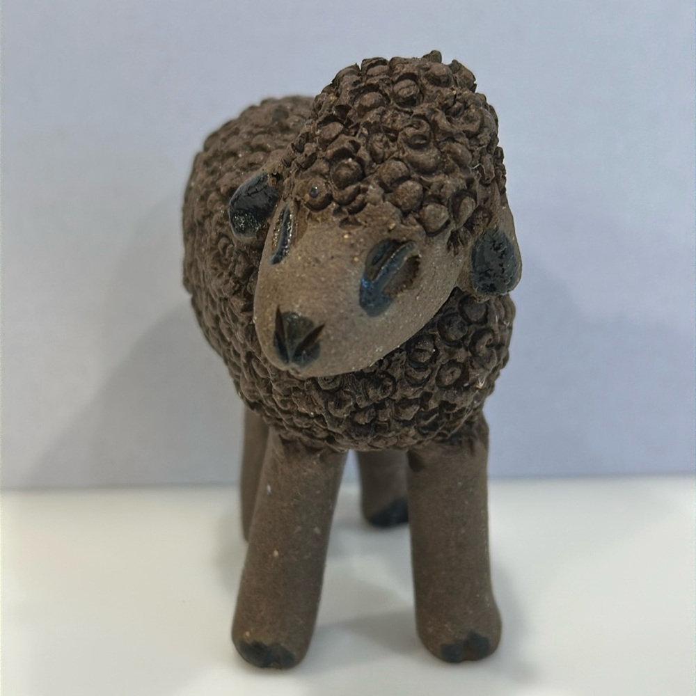 HANDMADE Clay Sheep Sculpture Figurine 2.5” - Picture 2 of 9